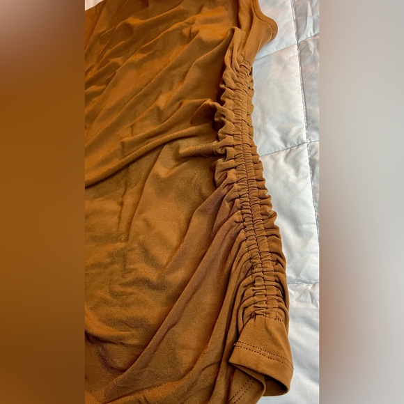 NWT Calvin Klein Camel colored ruched sleeveless blouse. Various sizes. - Picture 3 of 9